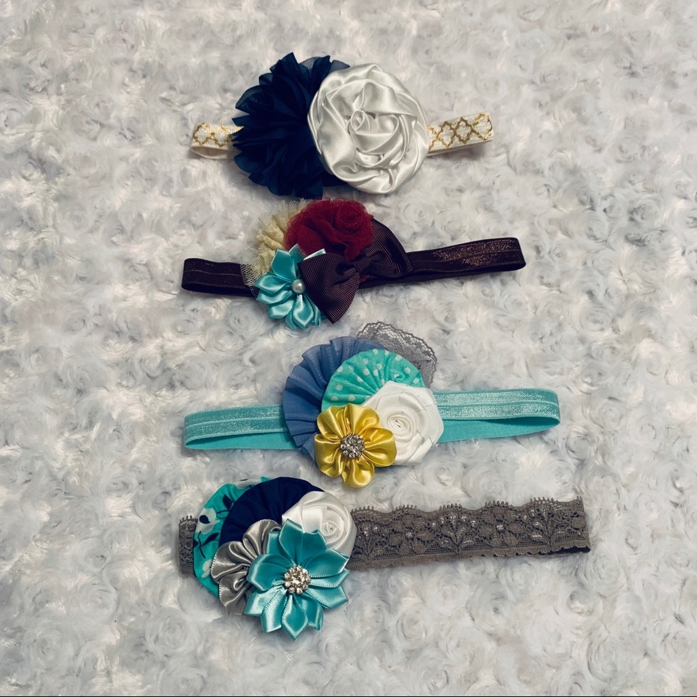Flower Elastic Headband Set (4) (baby-kid)